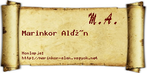 Marinkor Alán névjegykártya